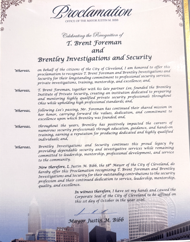 Proclamation from Cleveland Mayor Justin Bibb Oct. 2026